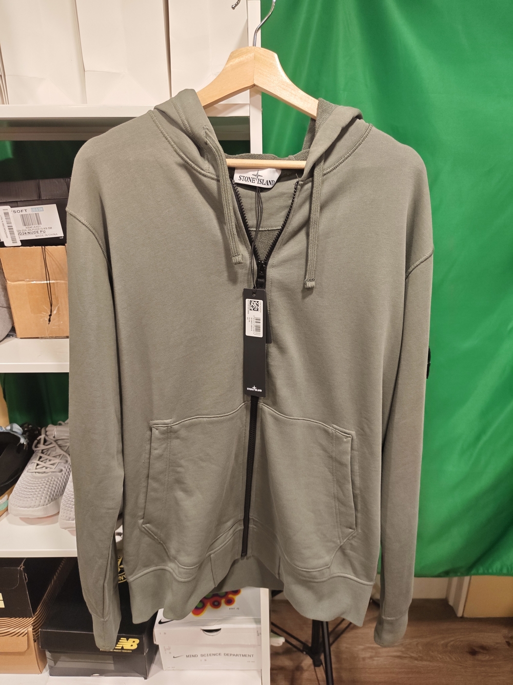 Stone Island Olive Green Zip-Up Hoodie